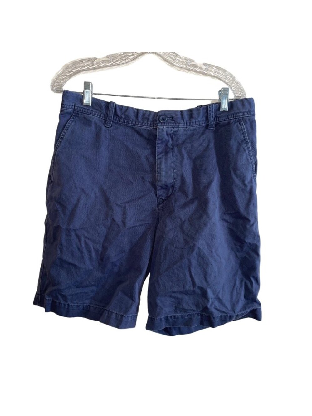 Izod Mens Navy Blue Cotton Casual Shorts Size 34 Button & Zip Closure